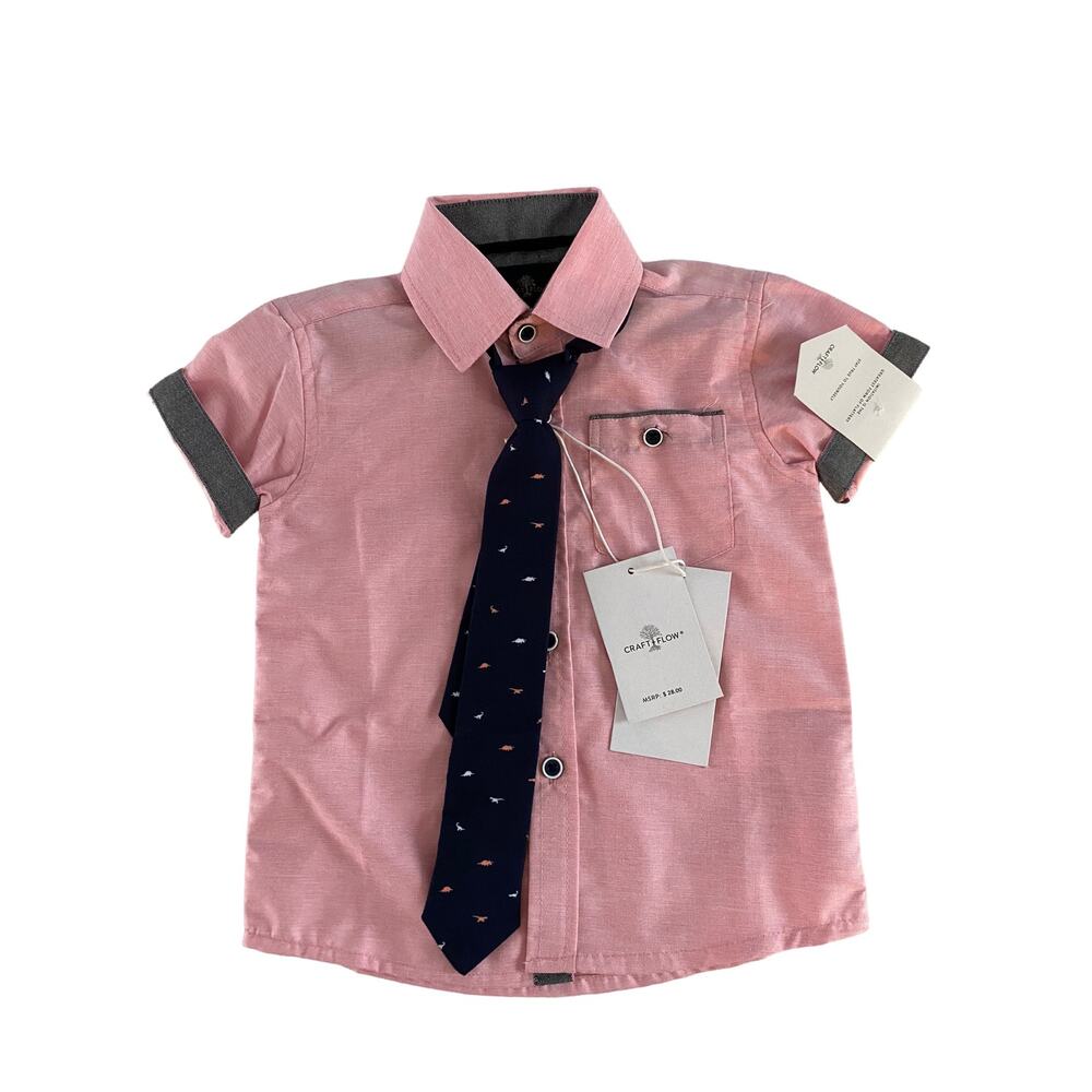 Craft+Flow Toddler boys shirts, sz 2T button up with a tie